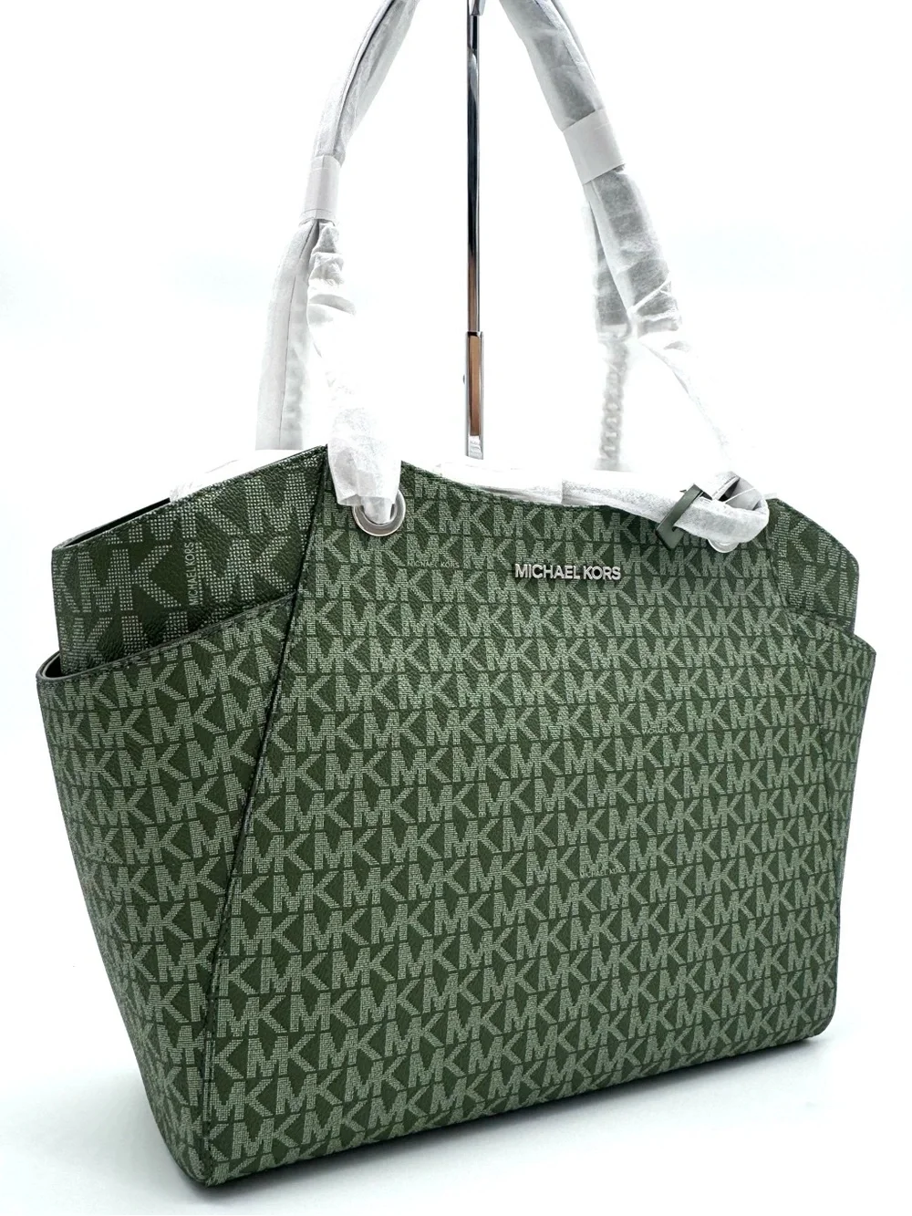 Michael Kors Jet Set Large Signature Logo Shoulder Bag - Amazon Green